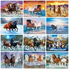 Алмазная живопись HUACAN 5d сделай сам, домашний декор, вышивка крестиком, рисунок лошади, моря, мозаика с животными, река, Настенная Наклейка