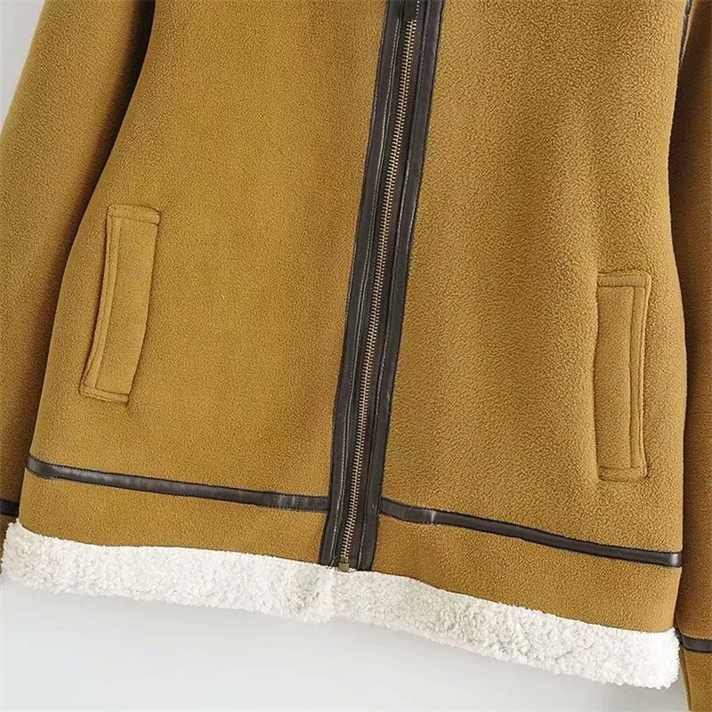 

ZXQJ Women 2020 Fashion New Loose Easy To Match Short Style Female Outwear Imitation Lambswool Jacket Coat