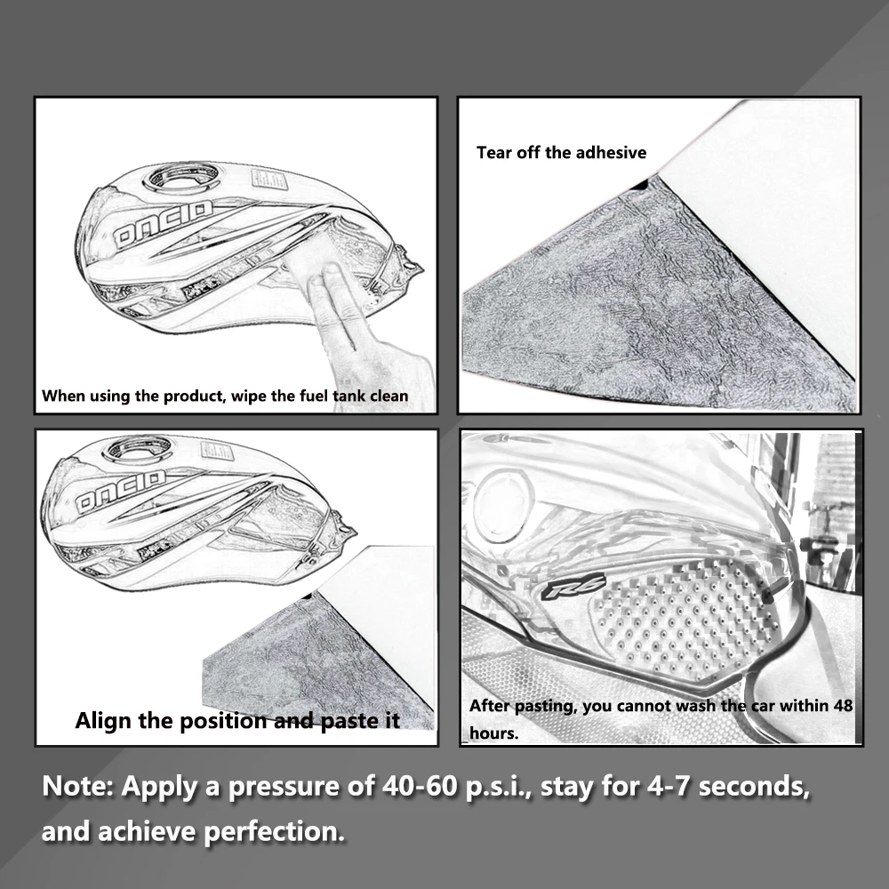 

3d Crystal Glue Motorcycle Transparent Tank Pad Stickers Resistant For KAWASAKI Z1000 2013-2020