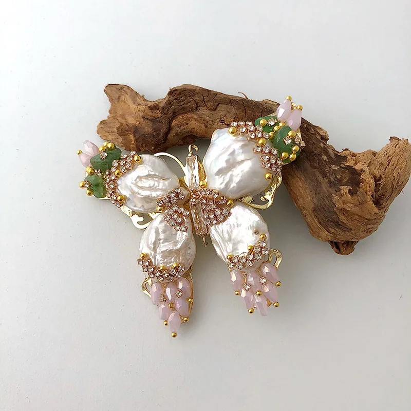Брошь в форме бабочки с жемчугом южнокорейском стиле | Украшения и аксессуары