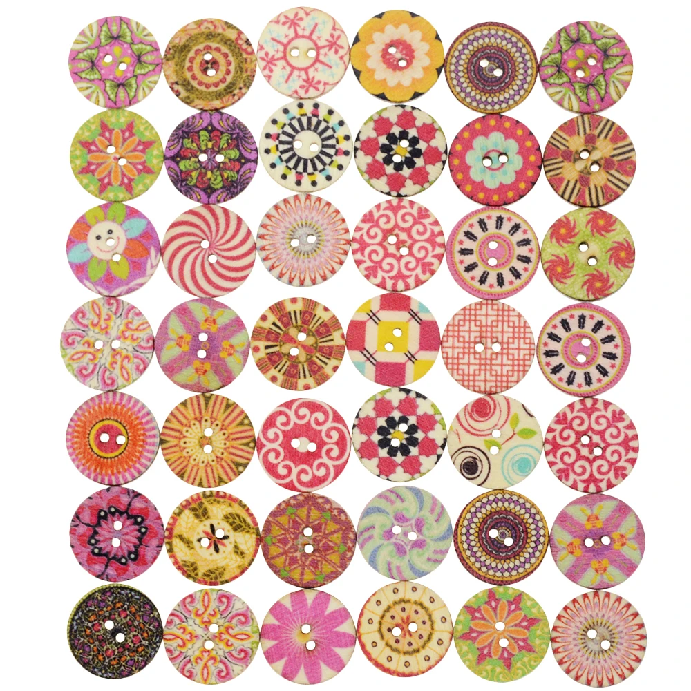 Colorful 20MM 100 шт сумки 20 мм Ретро Деревянные Круглые пуговицы разноцветный окрашенный 2 отверстия для одежды отверстия пуговицы - Цвет: Colorful 20MM