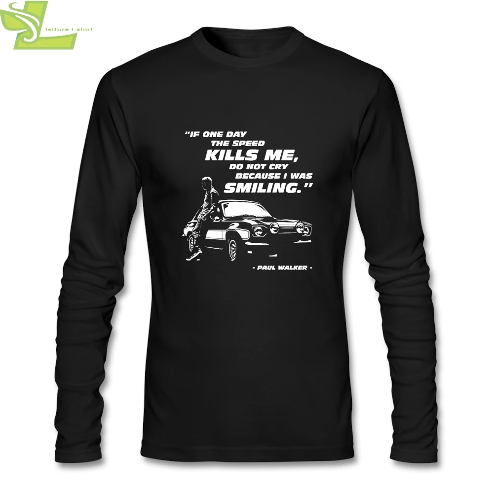 Футболка мужская с длинным рукавом круглым вырезом и надписью The Speed Kill Me paul