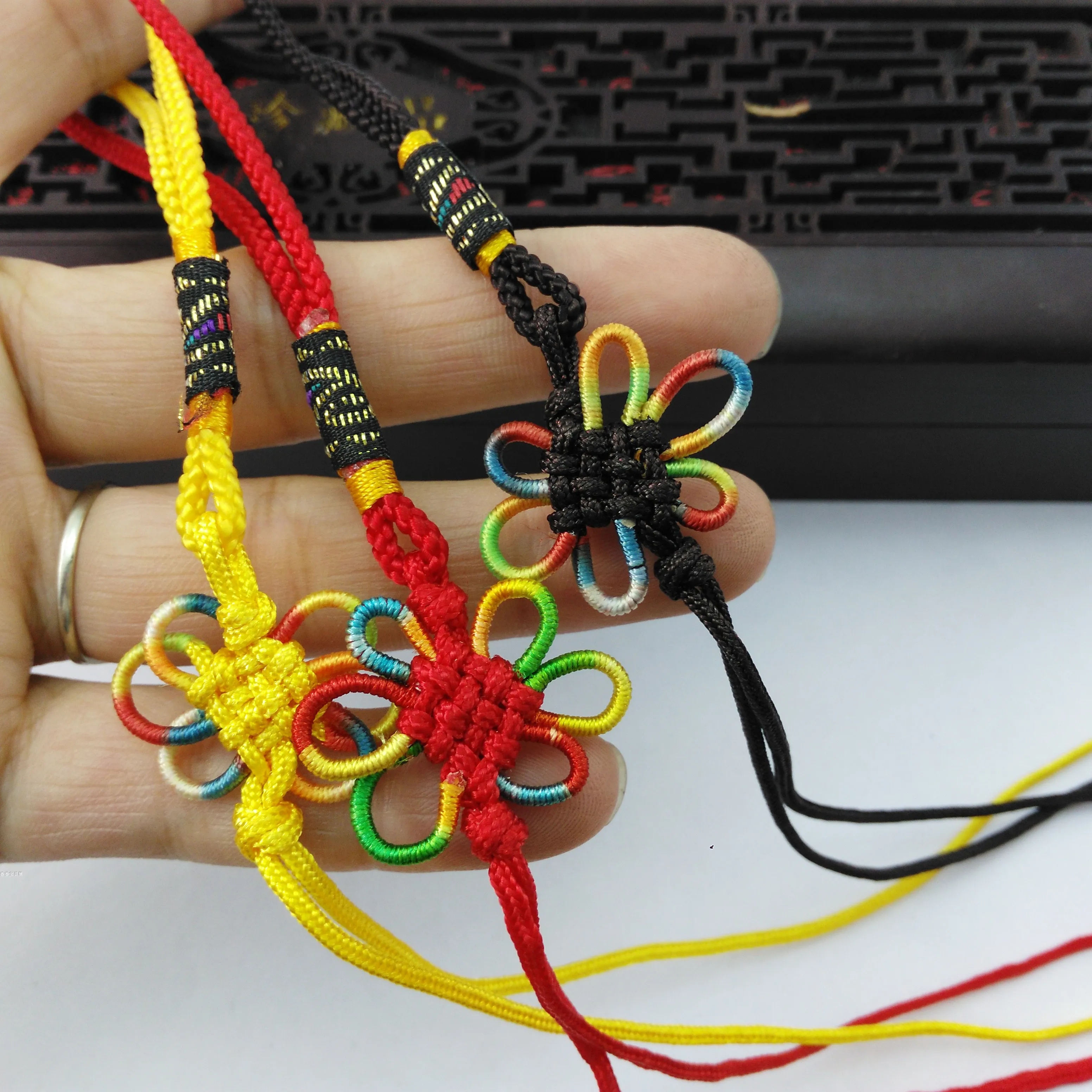 

Six Ears Coloured Knot of Nylon B Line Chinese Knot Jewelry Liusu Truck Hanging Auspicious Parts Diy Purely Hand-Made