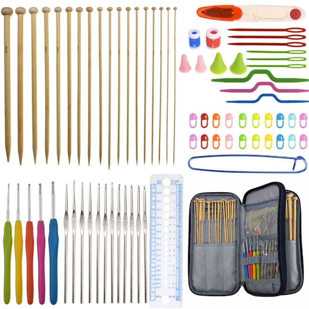 

1 SET Multifunctional Sewing Kit Different Sizewooden Wool Needle Long Crochet Different Size Knitting Needle DIY Sewing Tools