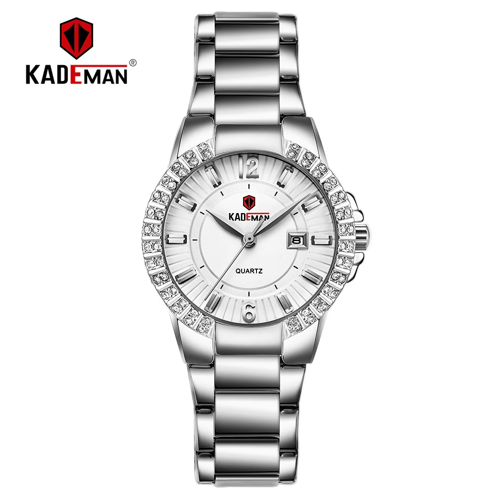826-SWS KADEMAN Топ люксовый бренд женские наручные часы для женщин календарь модные Кристаллы Стразы водонепроницаемые полностью стальные Relogio 826 - Цвет: 826-SWS