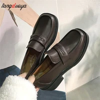 japanese school girl black loafers mary jane shoes low heel women shoes vintage harajuku shoes lolita shoes jk uniform shoes