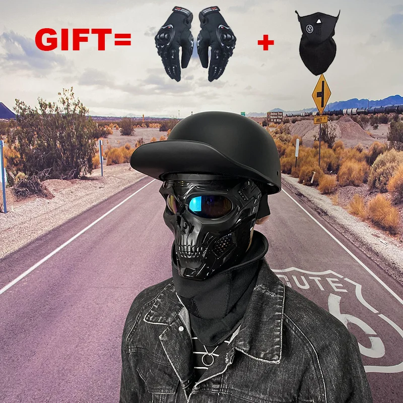 

Мотоциклетный ретро-шлем с открытым лицом, винтажный мотоциклетный шлем для верховой езды, скутер, чоппер, модель 2021, 2 подарка