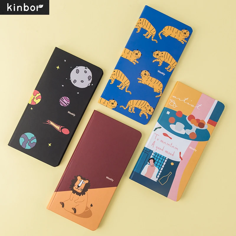 

Kinbor Weekly Planner Notebook Small Grid Notepad Self-Filling HandAccount Journal Cute Animal Romantic Universe Plan Book