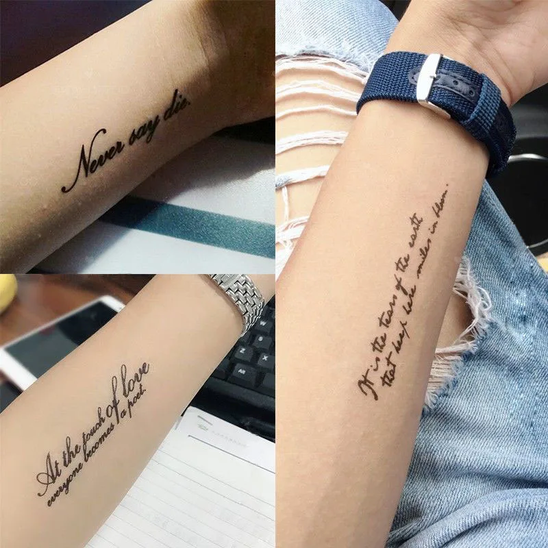 

Temporary Tattoo Stickers Waterproof Men Women Inscriptions English Letters On Hands Legs Fake Tattoos Personality Body Art 1PCS