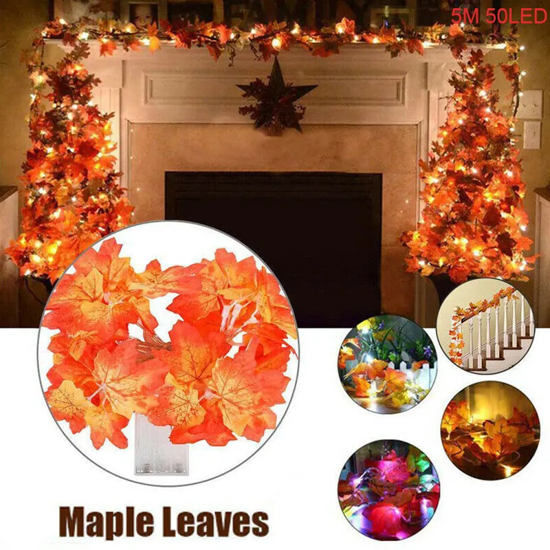LEDs Maple Leaf Fairy StringLight Fall Garland Lamp Autumn Wedding Party Decor J8 #3 | Освещение