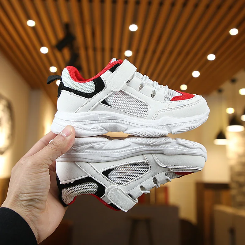 Детские кроссовки из ПУ кожи дышащие мягкая подошва спортивная обувь для