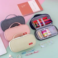 girls pencil case big canvas kawaii pencil bags stationery world pen case for boys trousse double layer school pencil cases
