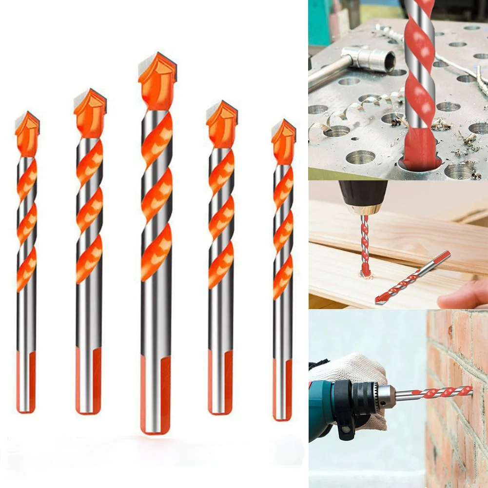 

5pcs Drill Bit 6/6/8/10/12cm Multi-functional Triangle Drill for Glass Ceramic Tile Concrete Brick Metal Marble Wood Hole Opener