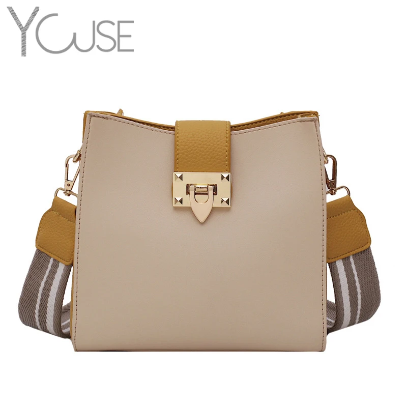 

Casual Tote Handbag Rivet Women Bag Single Shoulder Bags PU Striped Patchwork Crossbody Bag Fashion Bags Women Famous Handbags