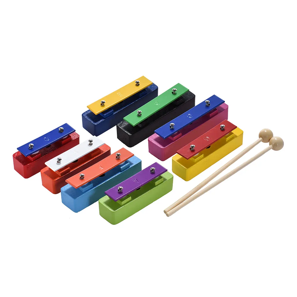 Colorful 8 Note Glockenspiel Resonator Bells Set Percussion Musical Educational Teaching Instrument Toy |