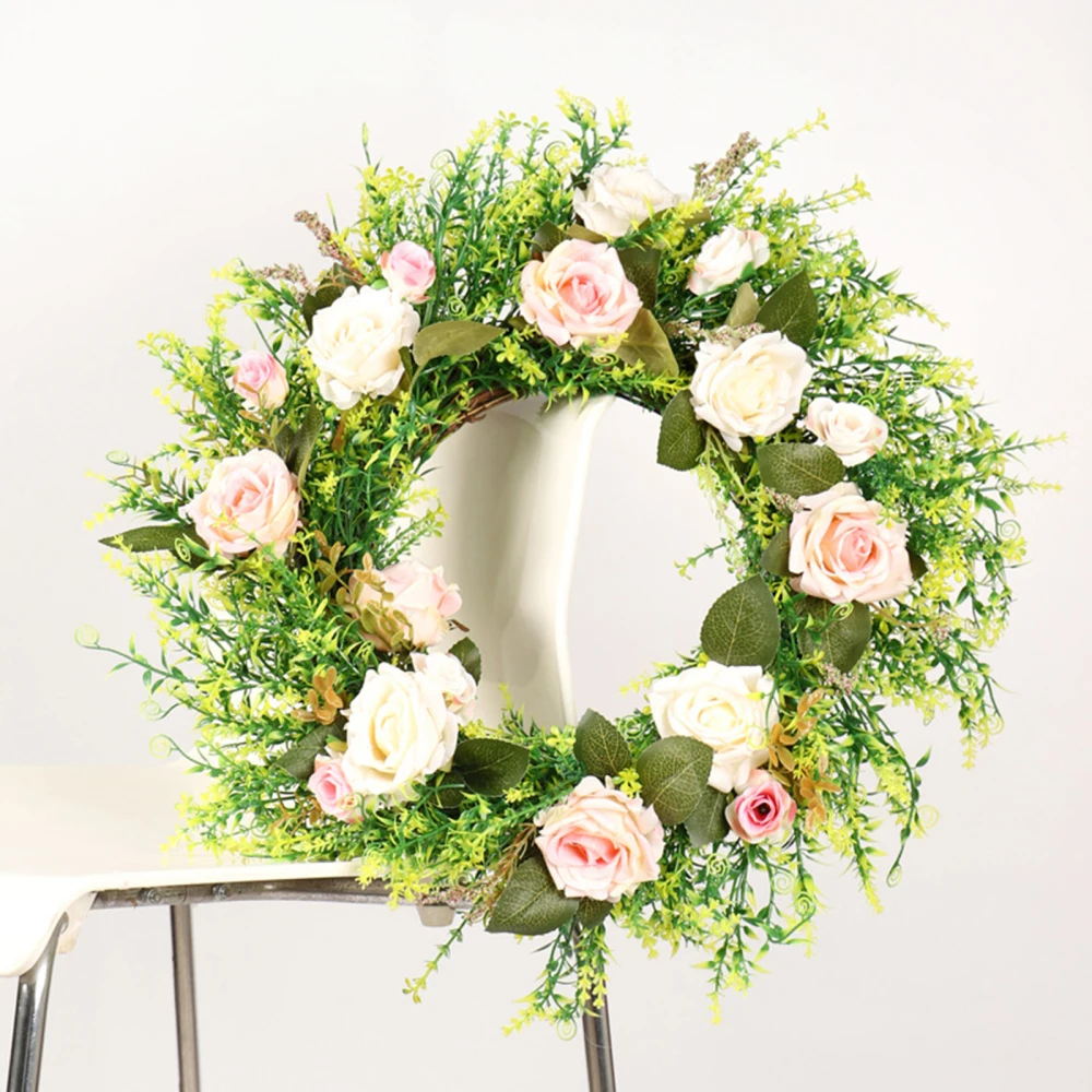 

Garland Wreath Home Decor 55cm Semi-handmade Wedding Front Door Wall Hanging Artificial Flower