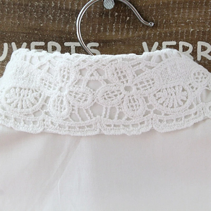 

Women Pure Color Lace Detachable Lapel Choker Necklace Shirt Fake False Collar