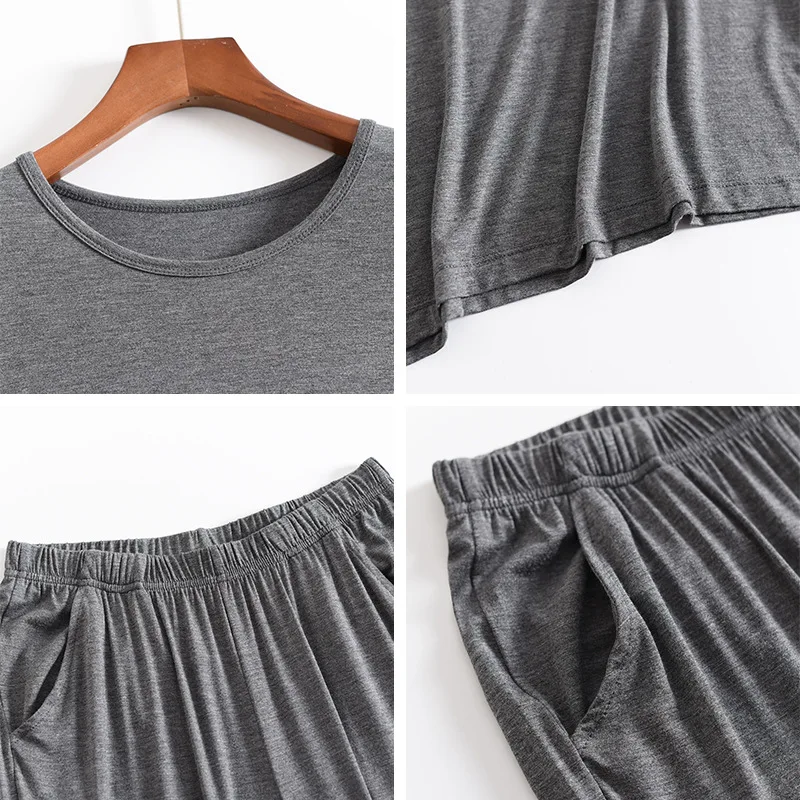 

2021 spring and autumn new modal casual home service men's long-sleeved trousers thin pajamas men's suit home service