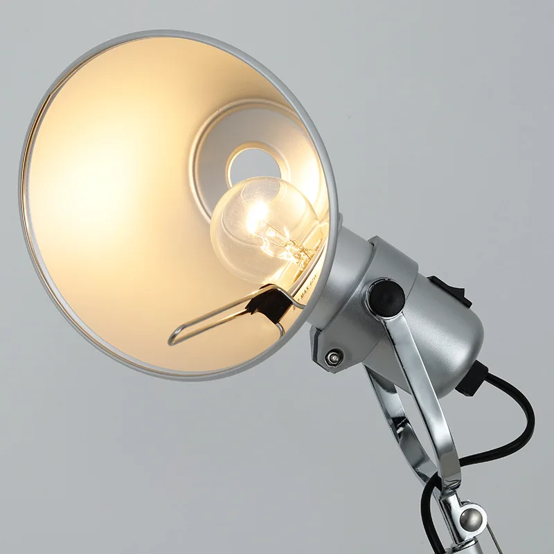 Adjustable Long Swing Arm Desk Lamp Modern Fashion Silver Aluminium Office Reading Study LED Clamp Desktop Table Light with Clip | Освещение