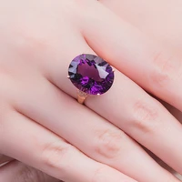 18k rose gold rings luxury womens jewelry natural big oval amethyst wedding rings promise to marry anillos mujer engagement