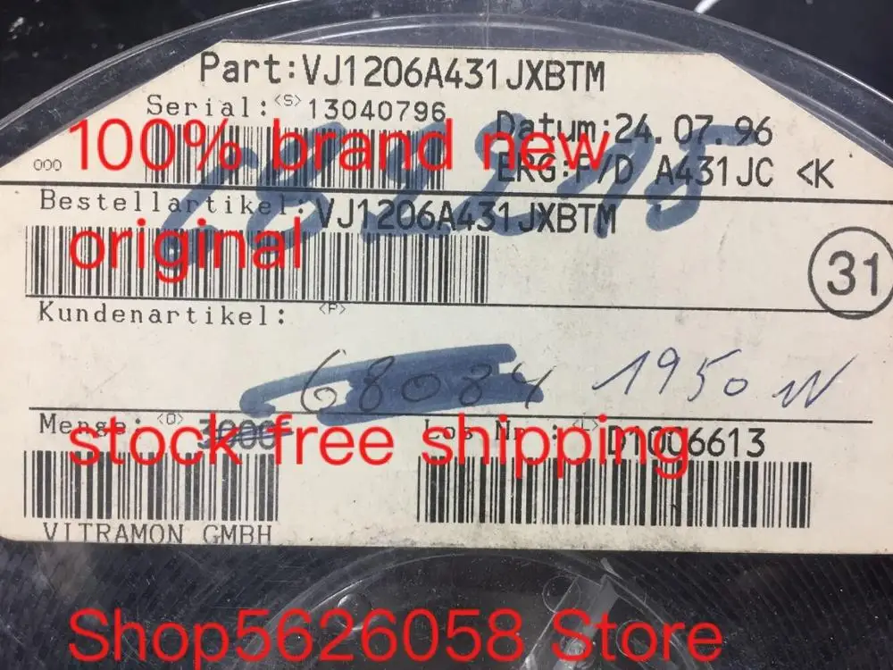 VJ1206A431JXBTM SMD 100% новый оригинальный Бесплатная доставка 50 шт./лот в наличии |