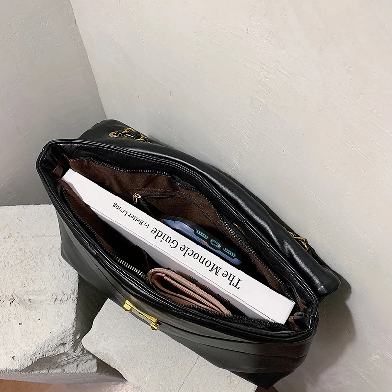 

High Capacity PU Leather Women Shoulder Crossbody Bags 2021 New Chain Vintage Handbags Ladies Casual Totes Female Purses