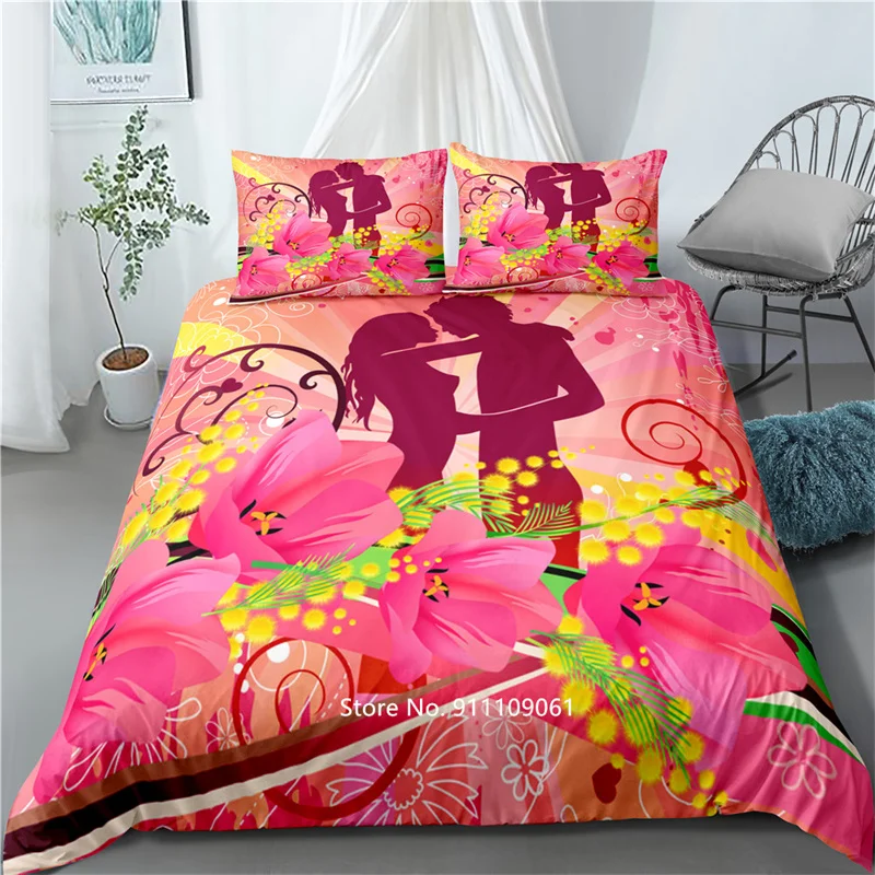 

2-3 Piece Nordic Style Girl Heart Pink Fairy Bedding Set Soft Bedspread for Girls Room Comfortable Down Bedcover Pillowcase