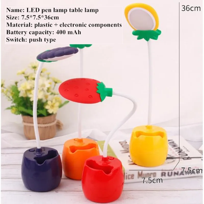 

Fruit LED table lamp USB Rechargeable 400mah Desk Night Children Reading Study Novelty Pen holder Bedside Bedroom Living Room