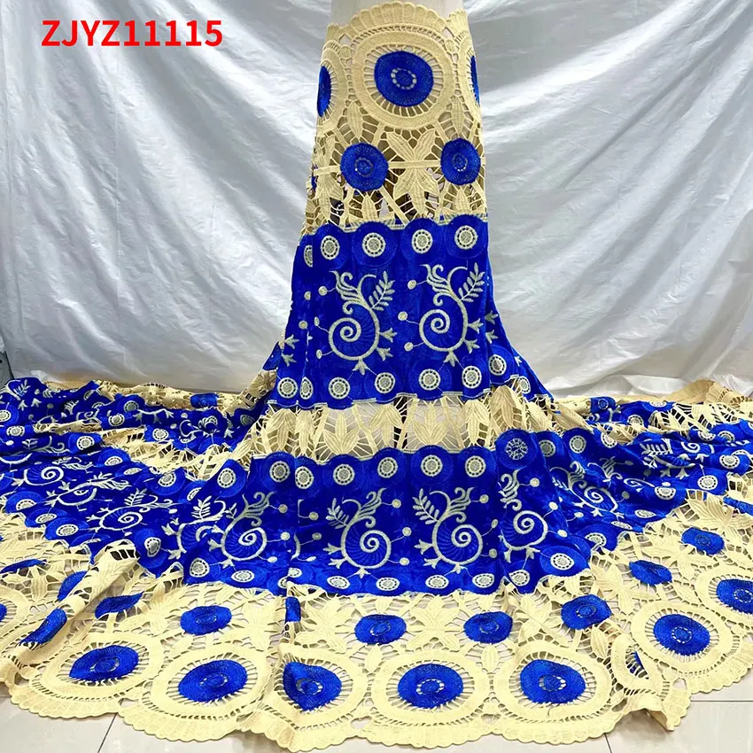 

Quality African ​Lace Fabric Nigerian Classic ​Water soluble + flannel embroidery Cloth For Wedding Sewing ZJYZ11115