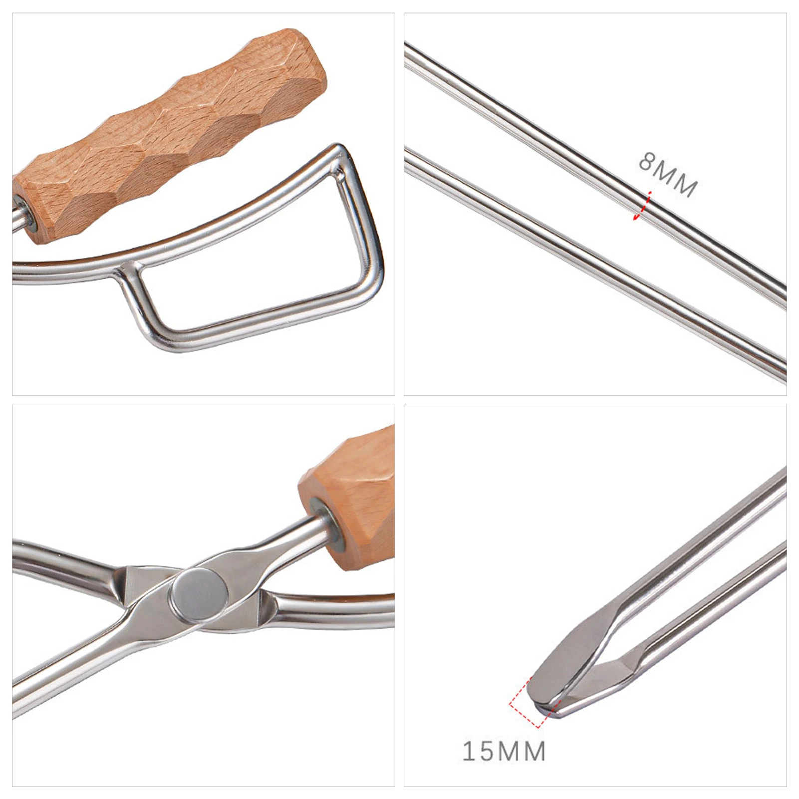 

Charcoal Clip Portable Heat Resistant Wood Handle Stainless Steel BBQ Duckbill Tongs for Outdoor Camping Barbecue Picnic
