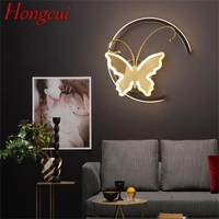 hongcui nordic creative wall sconces copper lamp contemporary butterfly shade led light for home