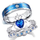 Carofeez очаровательные парные кольца с синим цирконием женские кольца наборы из нержавеющей стали мужское кольцо на День святого Валентина обручальные кольца подарок для влюбленных