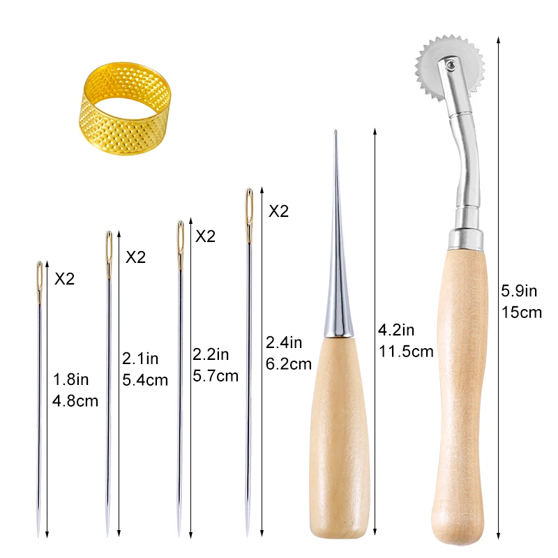 Кожаные Швейные иглы MIUSIE швейные наперсток для шитья + шило круглая ручка кожаные