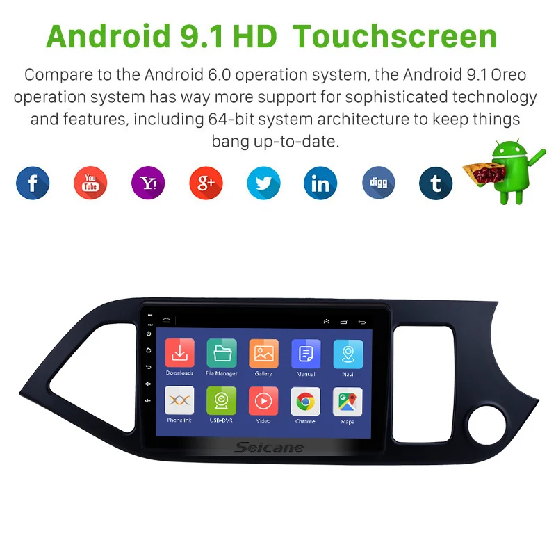 Мультимедийный плеер Seicane сенсорный экран 9 дюймов HD 2din Android 10 0 для 2011 2012 2013 2014 KIA