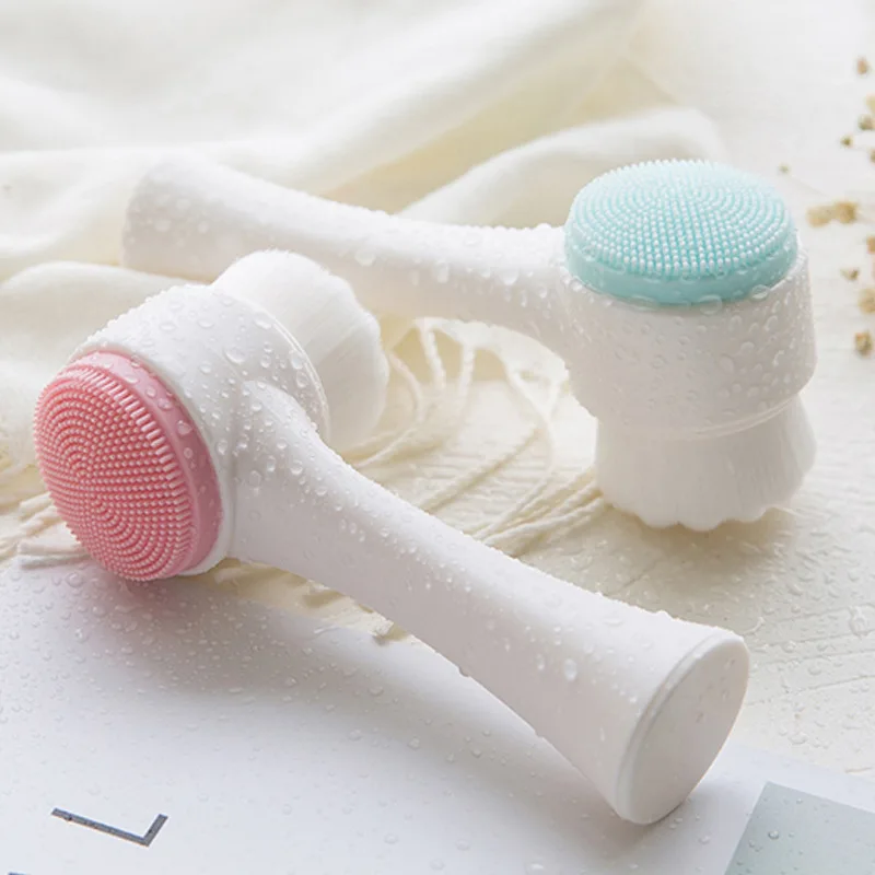 

3D Double Side Silicone Face Cleanser Brush Portable Face Cleaning Massage Exfoliating Blackhead Facial Massage Washing Product