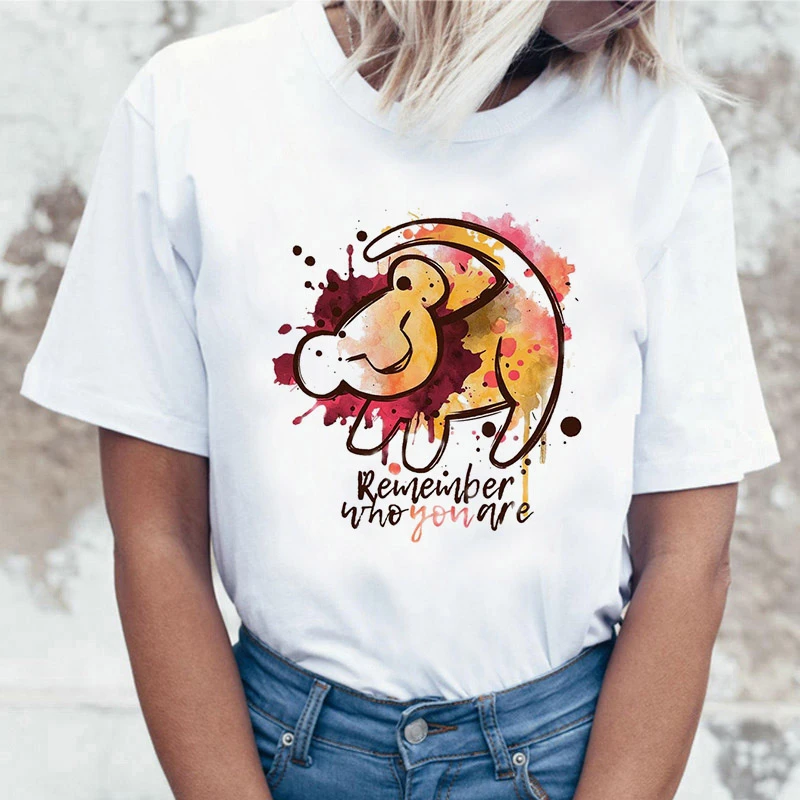 Забавная рубашка хакуна матата Женская Harajuku Ullzang The Lion King кавайная футболка Femme летняя футболка Модный Топ Футболка женская футболка