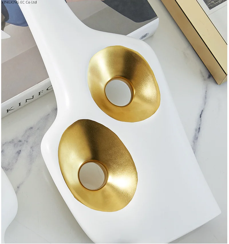 

Creative Golden Flower Vase Nordic Home Decoration Accessories Ceramic Abstract Art Modern Living Room Desktop Small Furnishings
