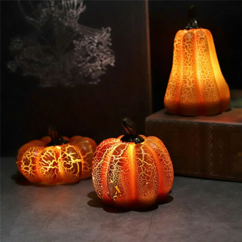 

Pumpkin Lantern Halloween Party Props Outdoor Decor Resin Pumpkin Simulation LED Candle Lights Halloween Pumpkin Light-emitting