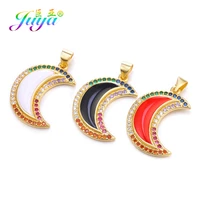 juya handmade colorful enamel charms wholesale handicraft trendy crescent moon charms for fashion charms jewlery making supllies
