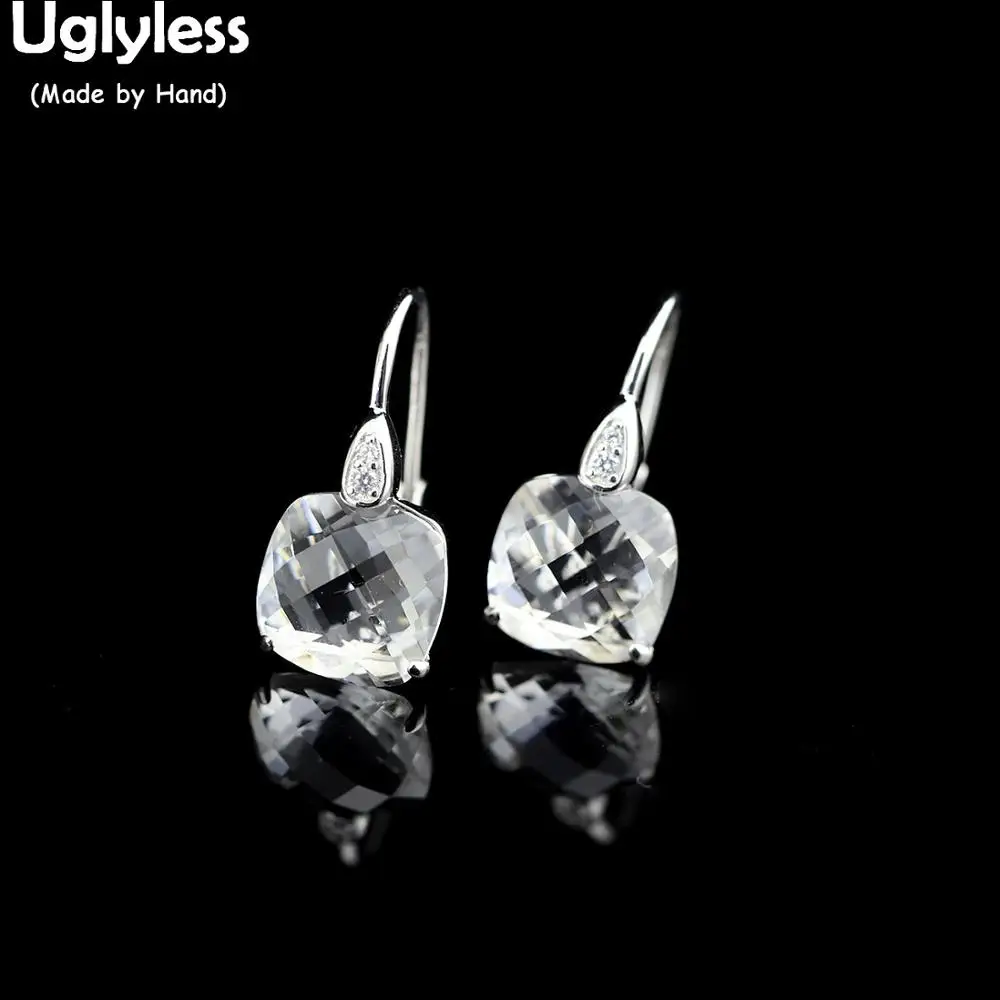 Бесцветные прозрачные серьги с белыми кристаллами для женщин квадратные