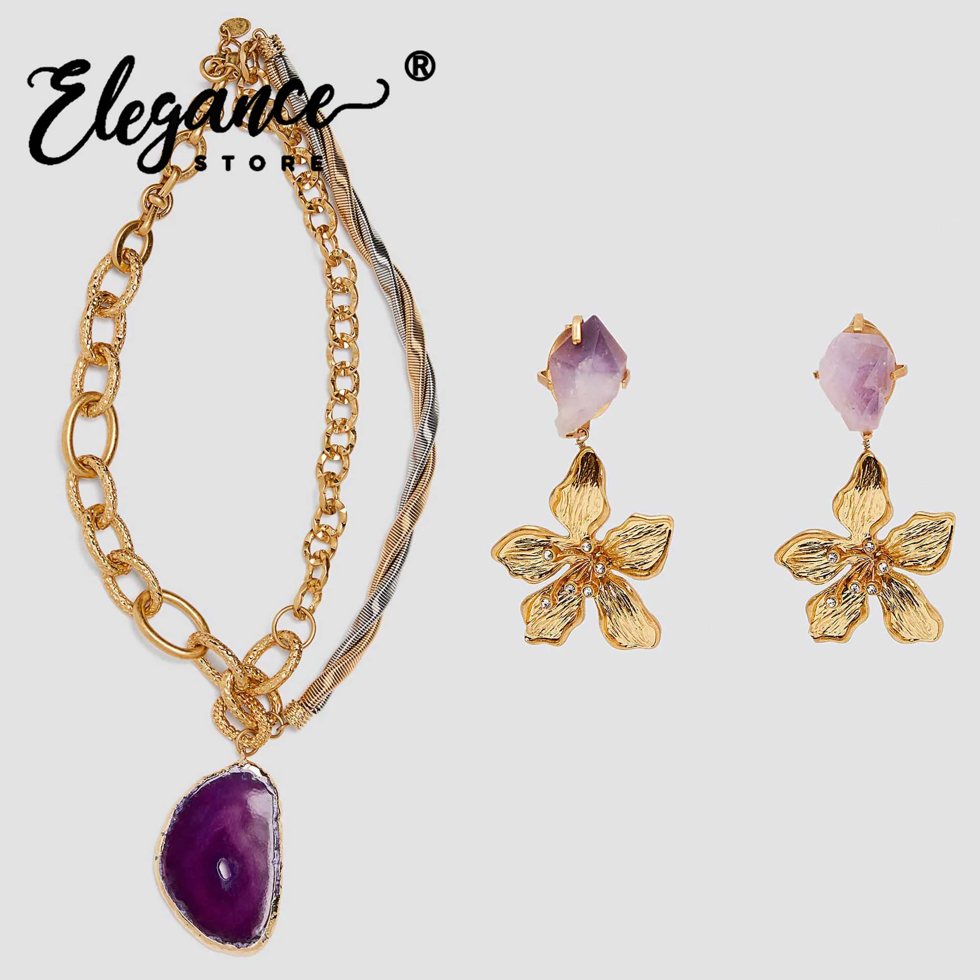 Элегантный Модный ZA камень ожерелья Ювелирные наборы для женщин Мода клубника