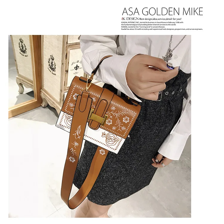 

Women Messenger Shoulder Bags Designer Fashion Bag Female Luxury Handbag Girls Panelled Vintage Flower Bags Messenger Bags Black
