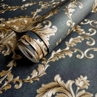 luxury black gold 3d wallpaper damask european floralwall paper bedroom living room tv background wallpaper non woven fashion