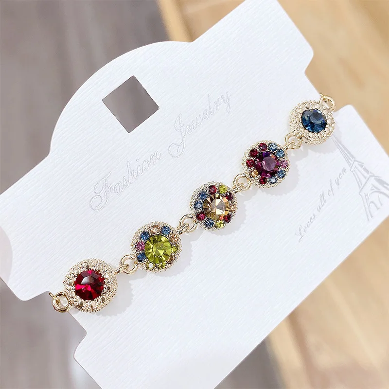 

Wholesale New Colorful Zircon Bracelet Rose Gold Boutique Exaggerated