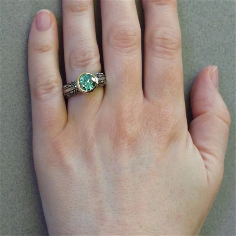 Женское Винтажное кольцо с зеленым Цирконом вечерние обручальное цветочным