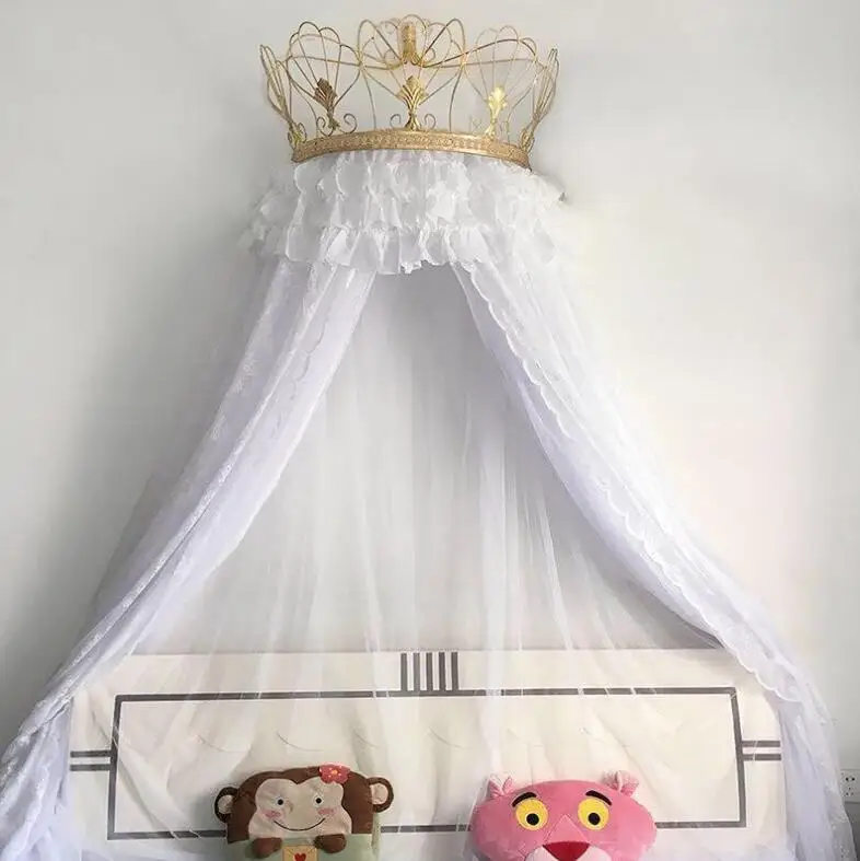 Crown Bed Curtain Princess Mosquito Net Wrought Iron Bedside Decorative Frame