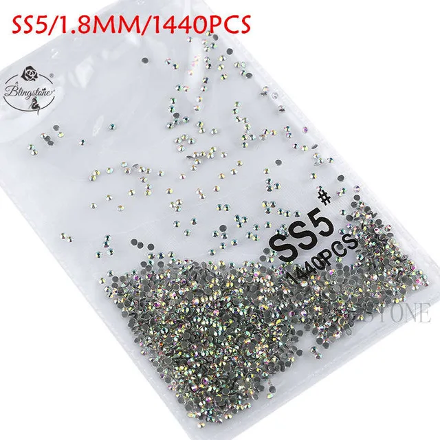 SS3-SS8 1440 шт Супер Блестящий Flatback многоцветный не горячей фиксации стразы для дизайна ногтей украшения обуви и украшение в виде танцующих фигурок - Цвет: hot fix ss5 ab 1440