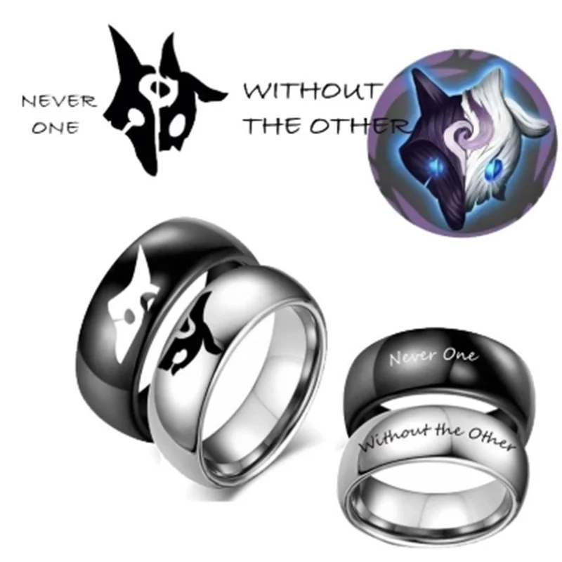 

HOT Couple Rings League of Legends The Eternal Hunters Never One without the other Lover Rings Jewelry Gift Wholesale