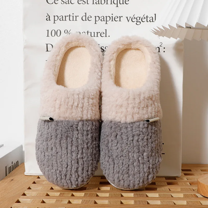Cotton Slippers For Men And Women Couples Winter Home Indoor Mute Non-Slip Wear-Resistant Soft BottomHouseholdWarmPlush Slippers