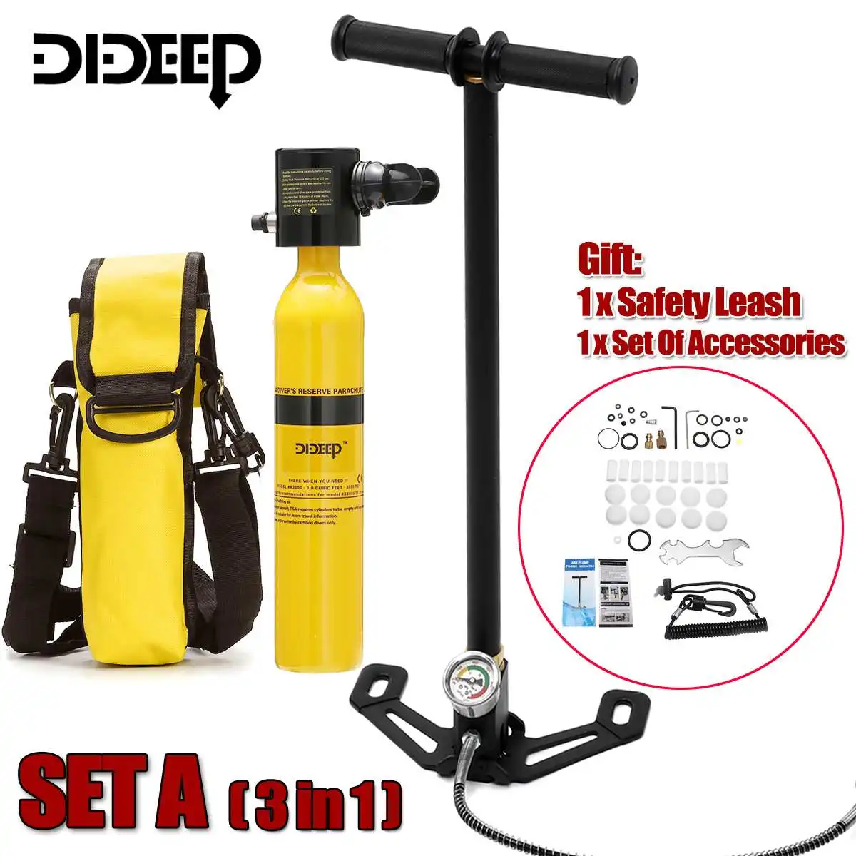 DIDEEP Diving System Mini Scuba Air Tank Scuba Oxygen Cylinder Reserve Air Tank Pump Aluminum Box Snorkeling Diving Equipment